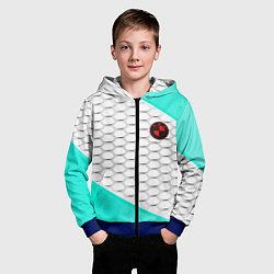 Толстовка на молнии детская BMW carbon steel, цвет: 3D-синий — фото 2