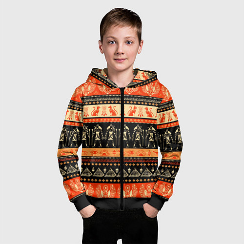 Детская толстовка на молнии Египетский паттерн / 3D-Черный – фото 3