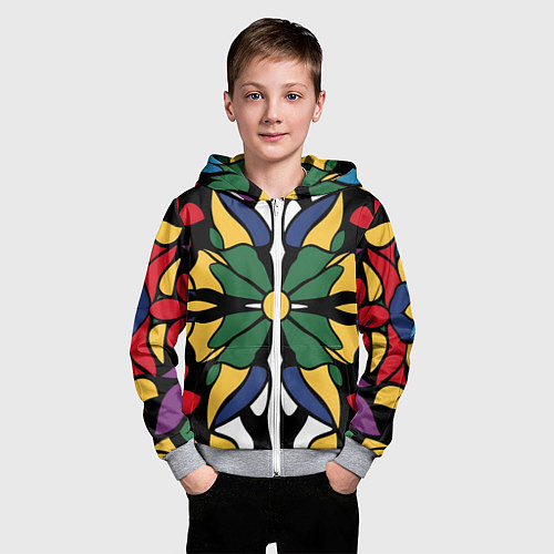 Детская толстовка на молнии Узор калейдоскоп / 3D-Меланж – фото 3
