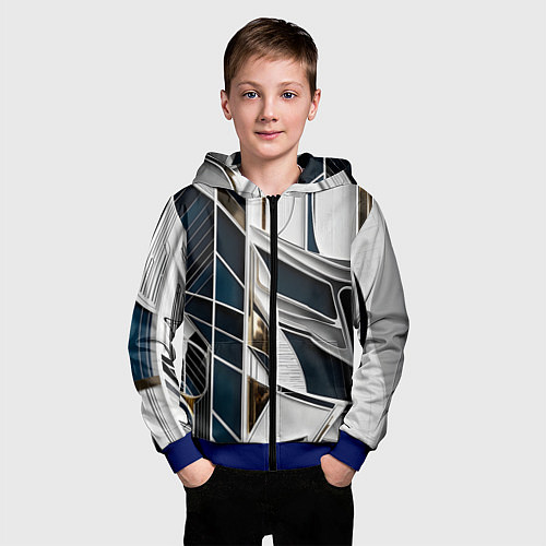 Детская толстовка на молнии Кибер текстура / 3D-Синий – фото 3