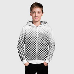 Толстовка на молнии детская Герб РФ клетка паттерн, цвет: 3D-белый — фото 2