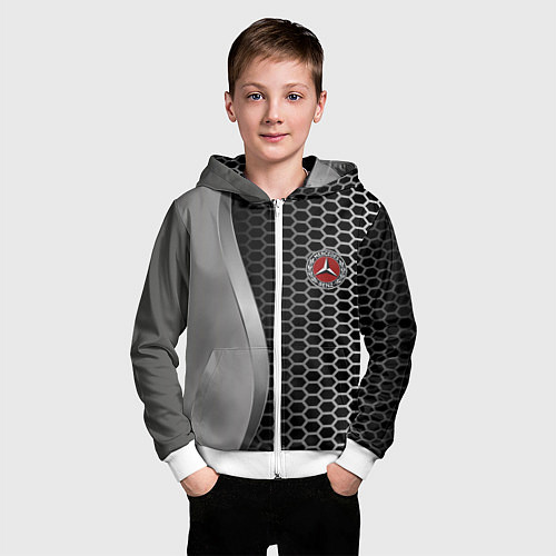 Детская толстовка на молнии Mercedes металическая сетка / 3D-Белый – фото 3