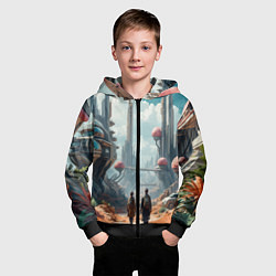 Толстовка на молнии детская Планета фантастика, цвет: 3D-черный — фото 2