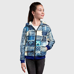 Толстовка на молнии детская Пэчворк из Minecraft, цвет: 3D-синий — фото 2