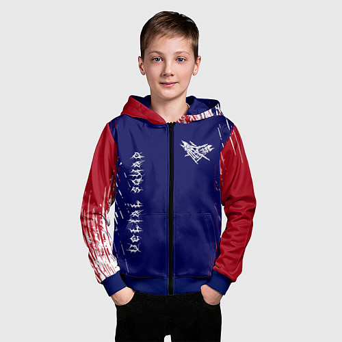 Детская толстовка на молнии Velial squad - red abstract / 3D-Синий – фото 3