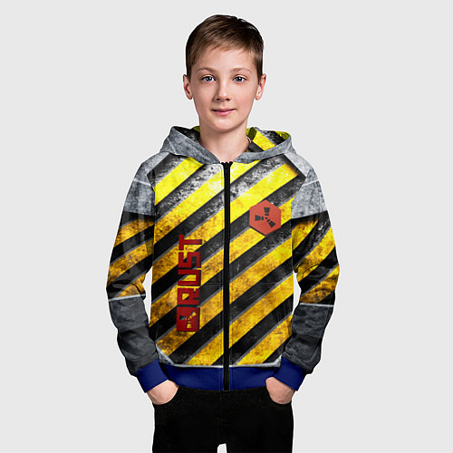 Детская толстовка на молнии RUST grunge / 3D-Синий – фото 3