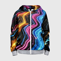 Толстовка на молнии детская Неоновые полосы - нейроарт, цвет: 3D-меланж