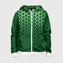 Толстовка на молнии детская Геометрический градиент - зелёно-салатовый, цвет: 3D-белый