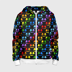 Толстовка на молнии детская Marshmello pattern neon, цвет: 3D-белый