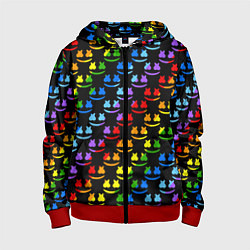 Толстовка на молнии детская Marshmello pattern neon, цвет: 3D-красный