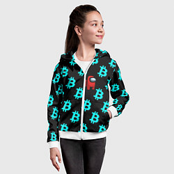 Толстовка на молнии детская Among us биткоин, цвет: 3D-белый — фото 2