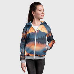 Толстовка на молнии детская Костер на берегу озера, цвет: 3D-меланж — фото 2