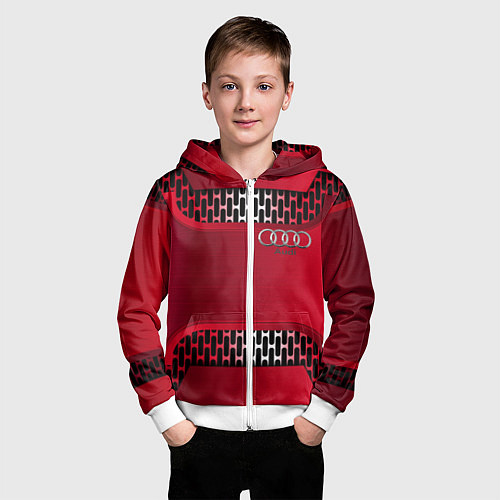 Детская толстовка на молнии Audi metal steel / 3D-Белый – фото 3