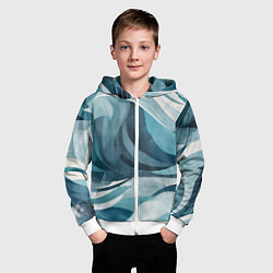 Толстовка на молнии детская Океан абстракция волны, цвет: 3D-белый — фото 2