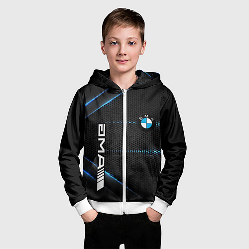 Детская толстовка на молнии BMW metal steel / 3D-Белый – фото 3