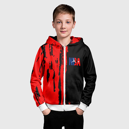 Детская толстовка на молнии NBA краски / 3D-Белый – фото 3