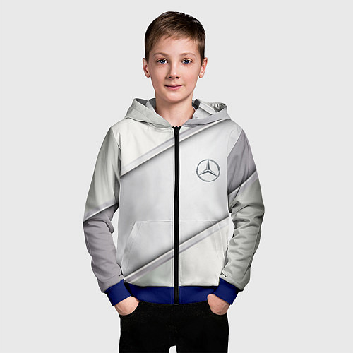 Детская толстовка на молнии Mercedes benz metalic collection / 3D-Синий – фото 3