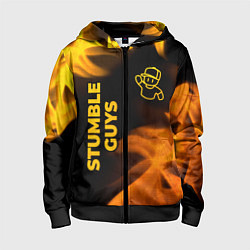 Толстовка на молнии детская Stumble Guys - gold gradient вертикально, цвет: 3D-черный