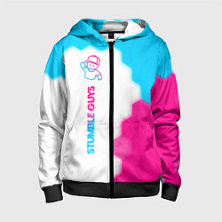 Толстовка на молнии детская Stumble Guys neon gradient style по-вертикали, цвет: 3D-черный