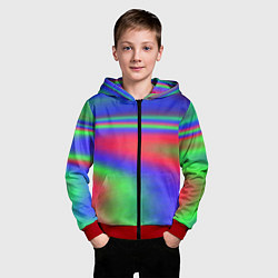 Толстовка на молнии детская Неоновые цвета градиент краски, цвет: 3D-красный — фото 2