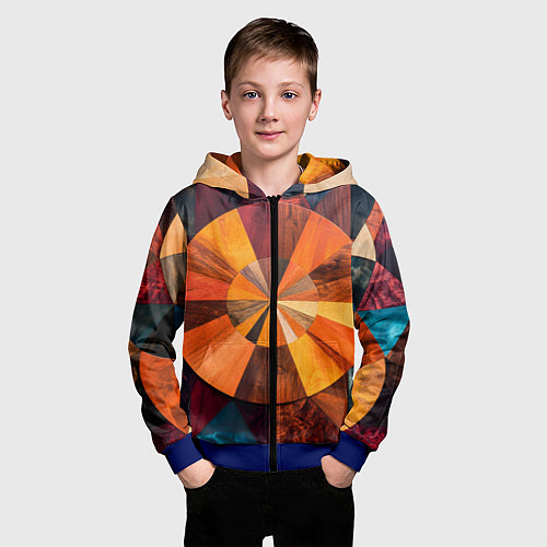 Детская толстовка на молнии Круговая мозайка / 3D-Синий – фото 3