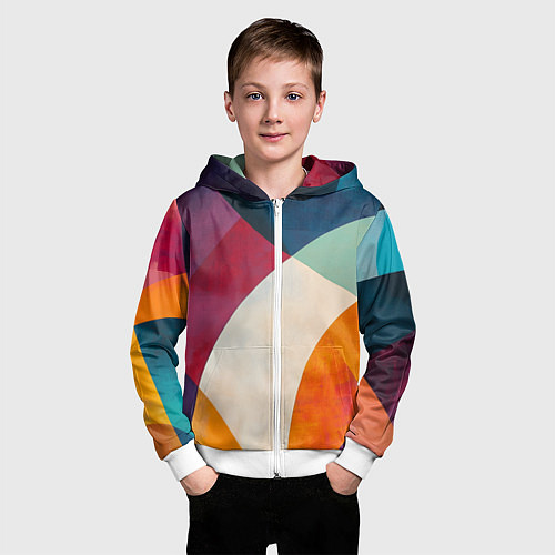 Детская толстовка на молнии Геометрическая иллюстрация / 3D-Белый – фото 3