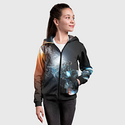 Толстовка на молнии детская Космическая абстракция астероид, цвет: 3D-черный — фото 2