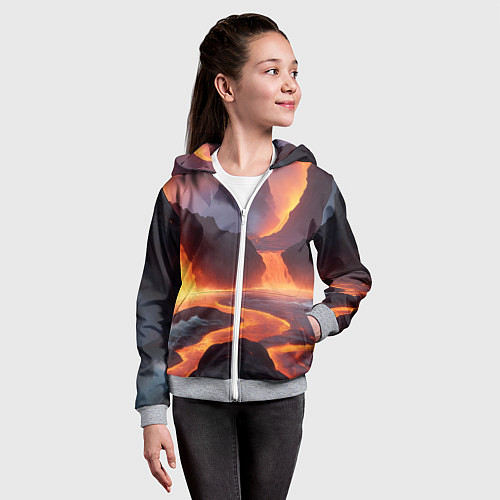 Детская толстовка на молнии Текущая лава / 3D-Меланж – фото 4