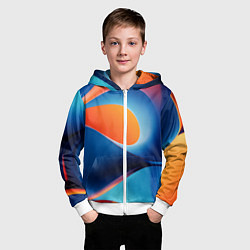 Толстовка на молнии детская Абстрактный геометрический градиент, цвет: 3D-белый — фото 2