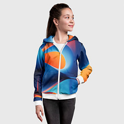 Толстовка на молнии детская Абстрактный геометрический градиент, цвет: 3D-белый — фото 2