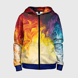 Толстовка на молнии детская Подтеки масляных красок, цвет: 3D-синий