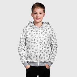 Толстовка на молнии детская Черные сердечки, цвет: 3D-меланж — фото 2