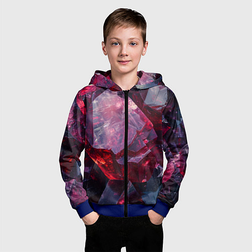 Детская толстовка на молнии Драгоценный минерал / 3D-Синий – фото 3