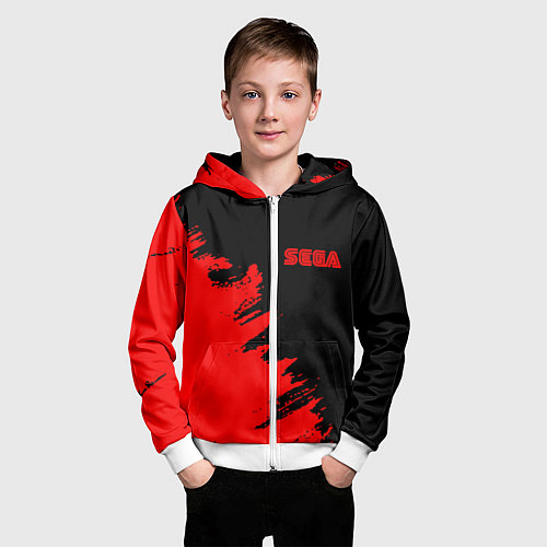 Детская толстовка на молнии SEGA краски красные / 3D-Белый – фото 3