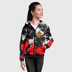 Толстовка на молнии детская Герб РФ абстрактыне краски, цвет: 3D-черный — фото 2