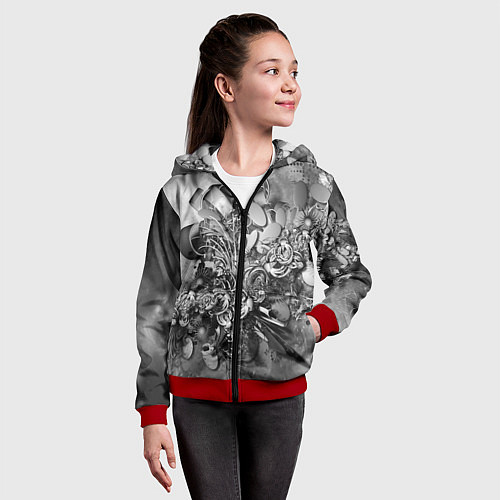 Детская толстовка на молнии Абстракция оптический узор / 3D-Красный – фото 4