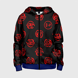 Толстовка на молнии детская Twenty one pilots rose pattern, цвет: 3D-синий