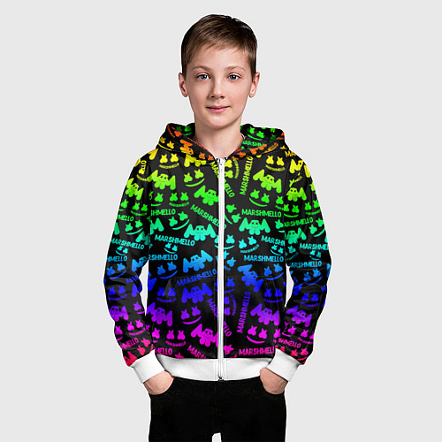 Детская толстовка на молнии Marshmello neon steel pattern / 3D-Белый – фото 3
