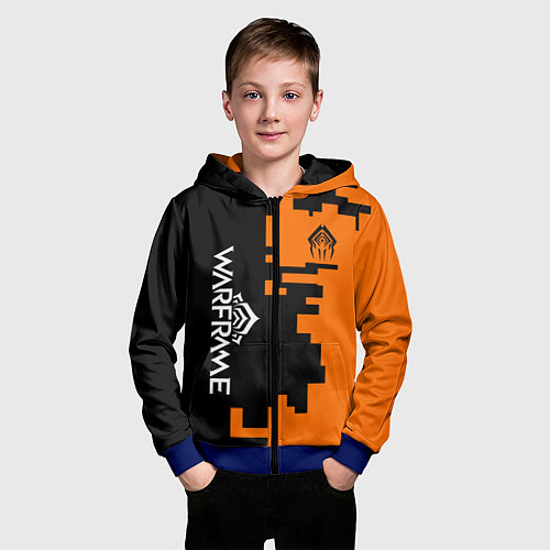 Детская толстовка на молнии Warframe текстура / 3D-Синий – фото 3