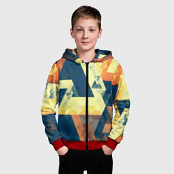Толстовка на молнии детская Абстрактные треугольники, цвет: 3D-красный — фото 2