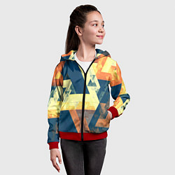 Толстовка на молнии детская Абстрактные треугольники, цвет: 3D-красный — фото 2