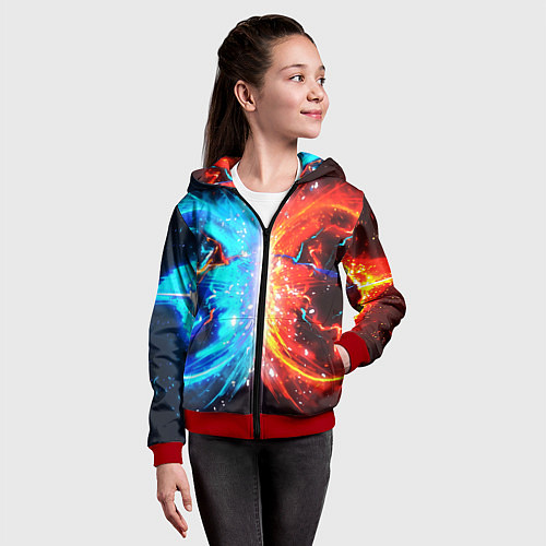 Детская толстовка на молнии Битва планет абстракция / 3D-Красный – фото 4