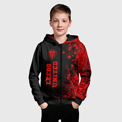 Толстовка на молнии детская Leeds United - red gradient по-вертикали, цвет: 3D-черный — фото 2