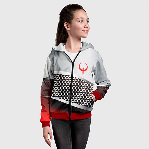 Детская толстовка на молнии Quake metal steel / 3D-Красный – фото 4