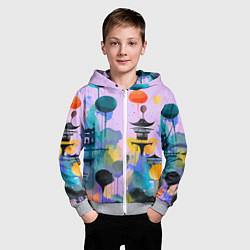 Толстовка на молнии детская Фантазийный японский паттерн, цвет: 3D-меланж — фото 2