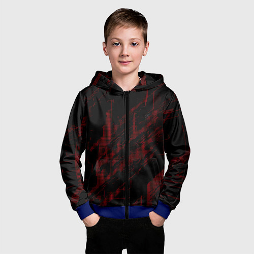 Детская толстовка на молнии Красные точки на чёрном фоне / 3D-Синий – фото 3