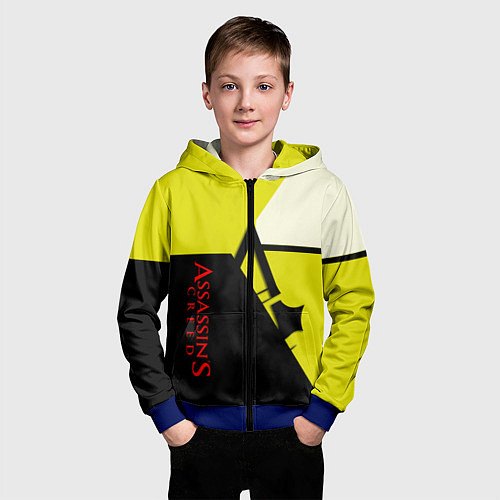 Детская толстовка на молнии Assassins Creed geometry logo / 3D-Синий – фото 3