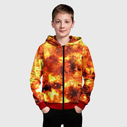 Толстовка на молнии детская Ядерный взрыв огонь, цвет: 3D-красный — фото 2