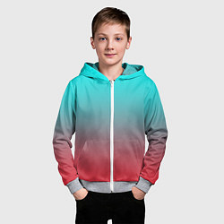 Толстовка на молнии детская Абстрактно неоновый градиент, цвет: 3D-меланж — фото 2