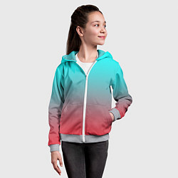 Толстовка на молнии детская Абстрактно неоновый градиент, цвет: 3D-меланж — фото 2